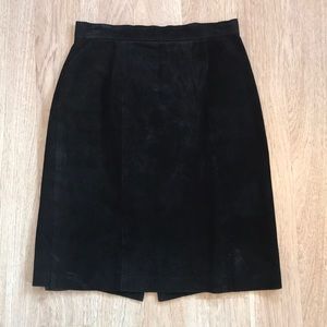 Black suede leather skirt